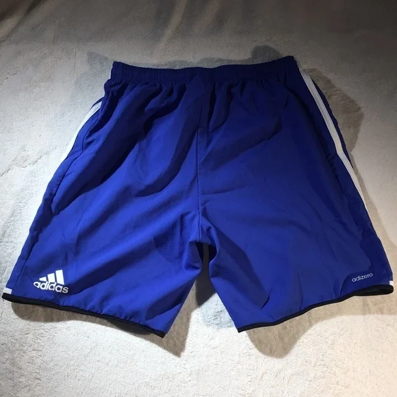 Adidas Woman’s Blue with White Stripe AdiZero Shorts - Picture 2 of 5
